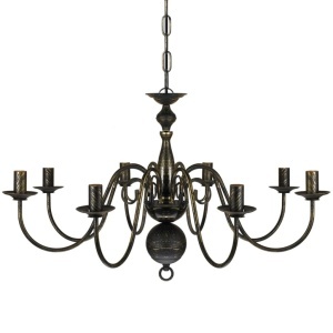 Candelabru negru de metal in stil antic 8 x becuri E14 - Img 4