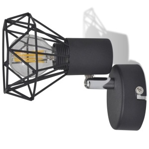Candelabru perete cadru stil industrial 2 becuri LED filament, negru - Img 9