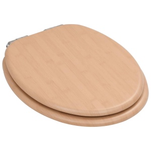Capac WC cu inchidere silențioasă, MDF, design bambus - Img 3