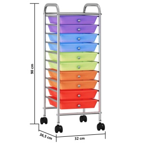 Cărucior de depozitare mobil cu 10 sertare, multicolor, plastic - Img 10