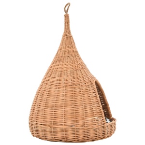 Casă pentru pisici cu pernă, 40x60 cm, salcie naturală, teepee - Img 4