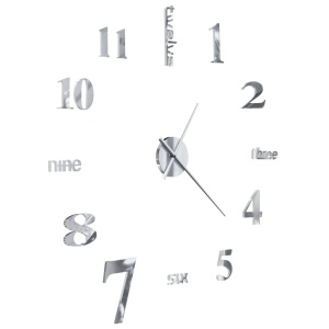 Ceas de perete 3D, argintiu, 100 cm, XXL, design modern - Img 4