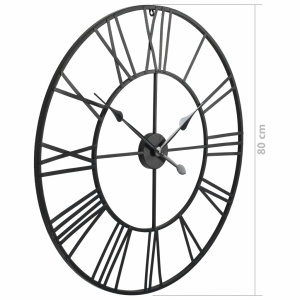 Ceas de perete vintage, cu cuarț, lemn și metal, XXL, 80 cm - Img 5