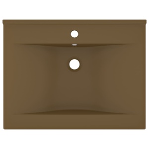 Chiuvetă baie lux, orificiu robinet crem mat 60x46 cm ceramică - Img 3