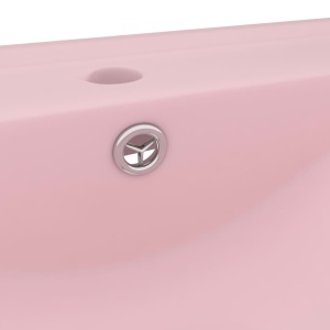 Chiuvetă baie lux, orificiu robinet, roz mat 60x46 cm ceramică - Img 6