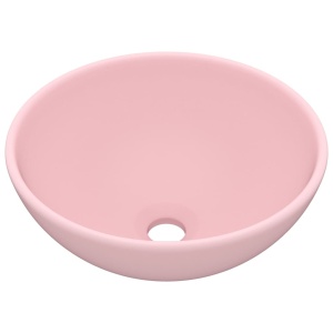 Chiuvetă baie lux, roz mat, 32,5x14 cm, ceramică, rotund - Img 2