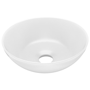 Chiuvetă de baie, alb mat, ceramică, rotund - Img 2