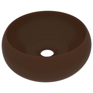 Chiuvetă de baie lux maro inchis mat 40x15 cm ceramică rotund - Img 2