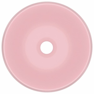 Chiuvetă de baie lux roz mat 40x15 cm ceramică rotund - Img 3