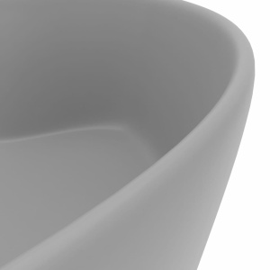 Chiuvetă de lux cu preaplin, gri deschis mat, 36x13 cm ceramică - Img 5