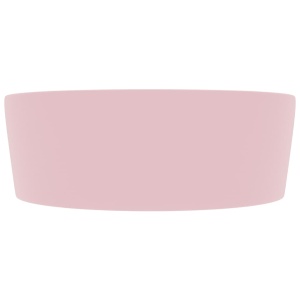 Chiuvetă de lux cu preaplin, roz mat, 36 x 13 cm, ceramică - Img 4