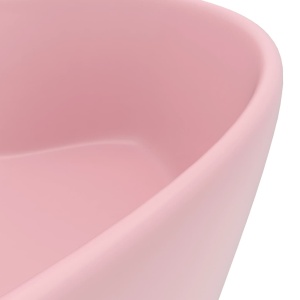 Chiuvetă de lux cu preaplin, roz mat, 36 x 13 cm, ceramică - Img 5