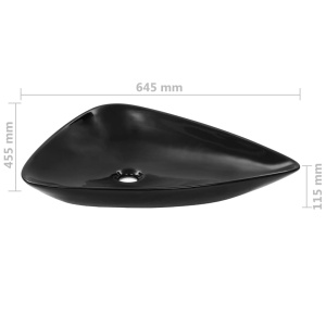 Chiuvetă din ceramică, negru, 645 x 455 x 115 mm, triunghi - Img 6