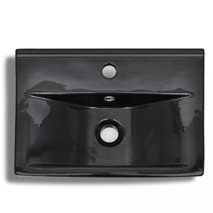 Chiuvetă dreptunghiulară de baie din ceramică, negru - Img 6