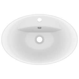 Chiuvetă lux cu preaplin, alb mat, 58,5x39 cm ceramică, oval - Img 4