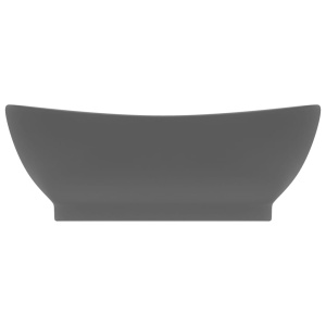 Chiuvetă lux cu preaplin gri inchis mat 58,5x39cm ceramică oval - Img 3