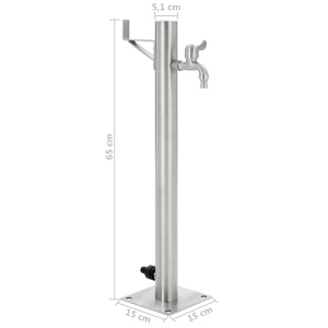 Coloană de apă de grădină, 65 cm, oțel inoxidabil, rotund - Img 7