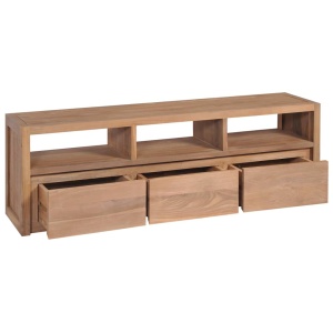 Comodă TV, 120 x 30 x 40 cm, lemn de tec cu finisaj natural - Img 2