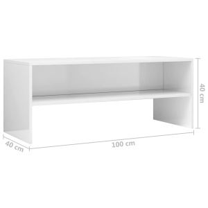 Comodă TV, alb lucios, 100 x 40 x 40 cm, PAL - Img 5