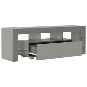 Comodă TV cu lumini LED, gri extralucios, 130x35x45 cm - Img 8