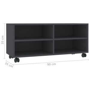 Comodă TV cu rotile, gri, 90x35x35, PAL - Img 5