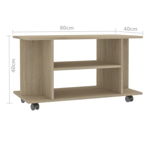 Comodă TV cu rotile, stejar Sonoma, 80 x 40 x 40 cm, PAL - Img 5