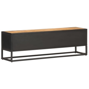 Comodă TV cu ușă sculpată, 130 x 30 x 40 cm, lemn mango brut - Img 5