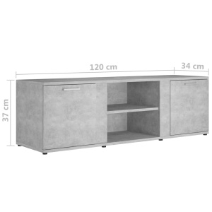 Comodă TV, gri beton, 120 x 34 x 37 cm, PAL - Img 9