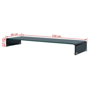Comodă TV/Suport monitor, sticlă, 110 x 30 x 13 cm, negru - Img 5