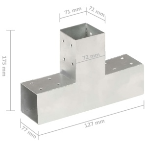 Conectori de grindă, formă T, 4 buc, 71x71 mm, metal galvanizat - Img 6