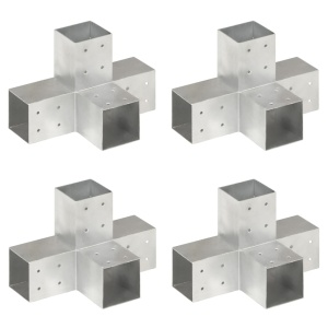Conectori de grindă, formă X, 4 buc, 81x81 mm, metal galvanizat