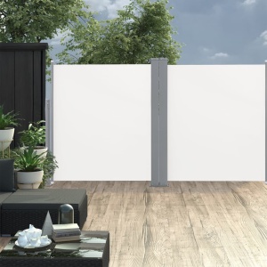 Copertină laterală dublă retractabilă, crem, 170 x 600 cm