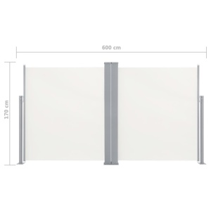 Copertină laterală dublă retractabilă, crem, 170 x 600 cm - Img 11