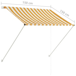 Copertină retractabilă, galben și alb, 150 x 150 cm - Img 7