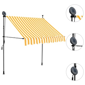 Copertină retractabilă manual cu LED, alb &amp; portocaliu, 150 cm - Img 3