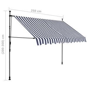 Copertină retractabilă manual cu LED, albastru & alb, 250 cm - Img 7