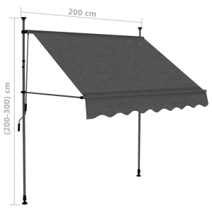 Copertină retractabilă manual cu LED, antracit, 200 cm - Img 7