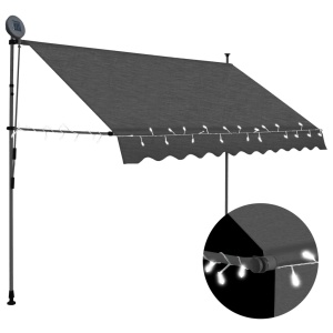 Copertină retractabilă manual cu LED, antracit, 250 cm