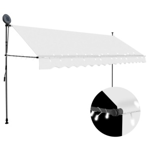 Copertină retractabilă manual cu LED, crem, 400 cm