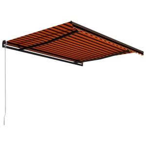 Copertină retractabilă manual, portocaliu &amp; maro, 450 x 300 cm - Img 3