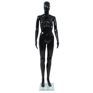 Corp manechin feminin, suport din sticlă, Negru lucios 175 cm - Img 3