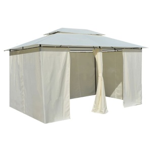 Cort de grădină cu perdele 4 x 3 m, alb - Img 5