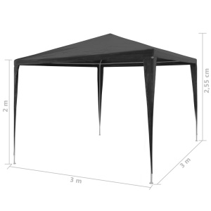 Cort de petrecere, antracit, 3 x 3 m, PE - Img 5