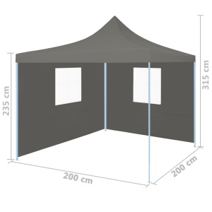 Cort de petrecere pliabil cu 2 pereți, antracit, 2 x 2 m, oțel - Img 9