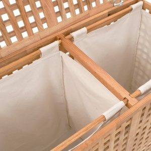 Coș de rufe, 87,5x46x67 cm, lemn masiv de nuc - Img 8