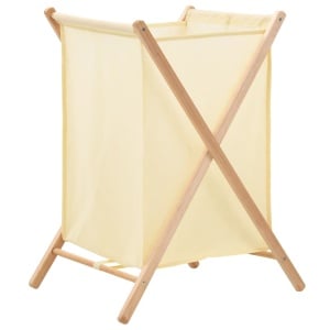 Coș de rufe, bej, lemn cedru și material textil, 42x41x64 cm
