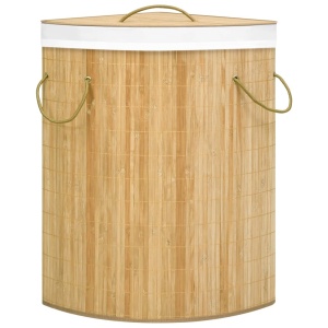 Coș de rufe din bambus de colț, 60 L - Img 3