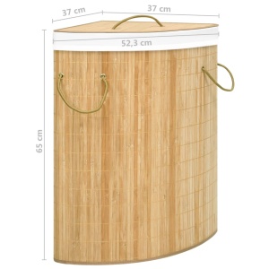 Coș de rufe din bambus de colț, 60 L - Img 6