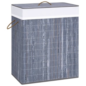 Coș de rufe din bambus, gri, 100 L