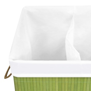 Coș de rufe din bambus, verde, 72 L - Img 6